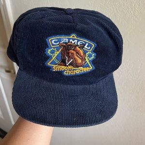 corduroy Camel Cigarettes blue hat
